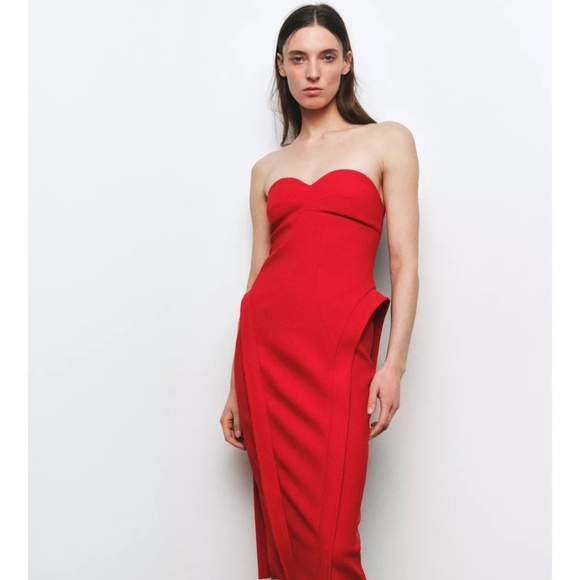 NWT Red Zara Structured Sleeveless Dress Sz. M - Picture 1 of 6